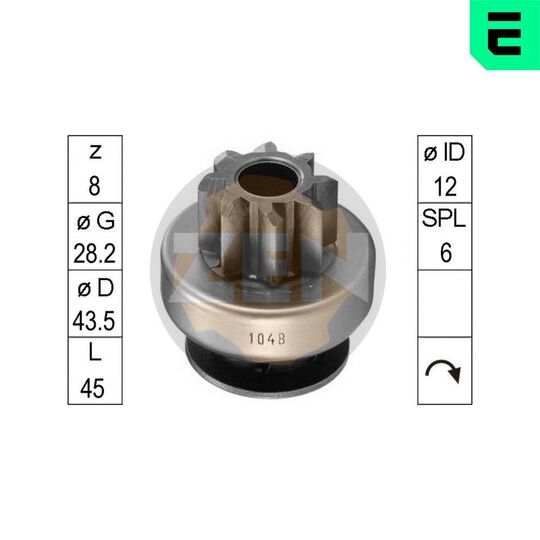 ZN1048 - Freewheel Gear, starter 