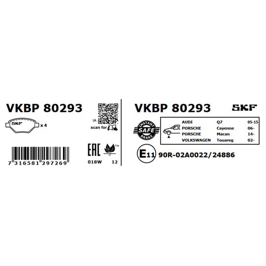 VKBP 80293 - Brake Pad Set, disc brake 