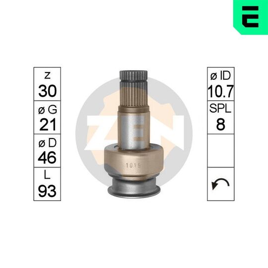 ZN1019 - Frihjulsväxel, startmotor 