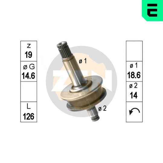 ZN1667 - Frihjulsväxel, startmotor 