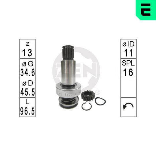 ZN1803 - Frihjulsväxel, startmotor 