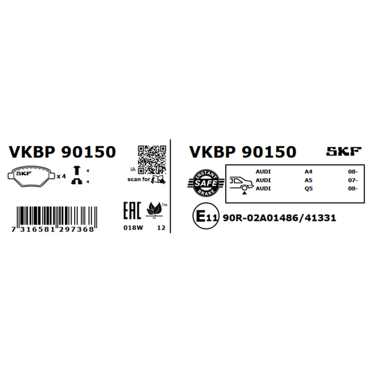 VKBP 90150 - Brake Pad Set, disc brake 