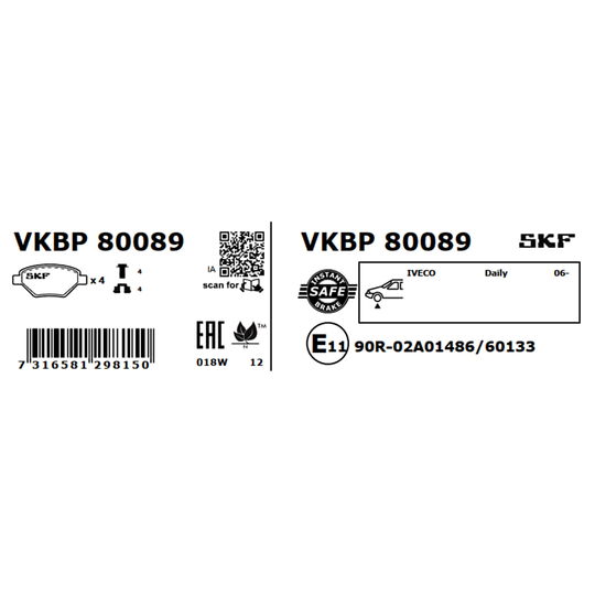 VKBP 80089 - Brake Pad Set, disc brake 