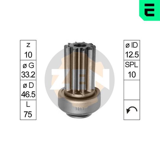 ZN1017 - Freewheel Gear, starter 