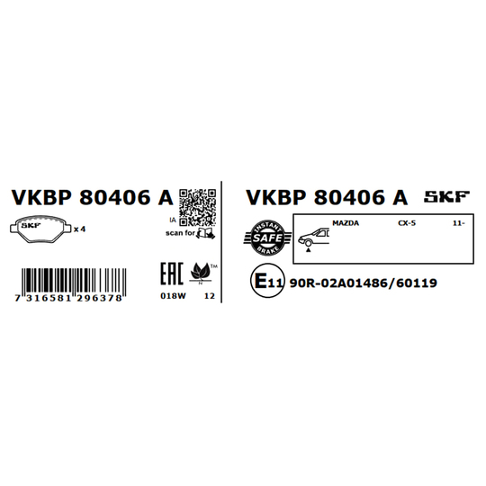 VKBP 80406 A - Brake Pad Set, disc brake 