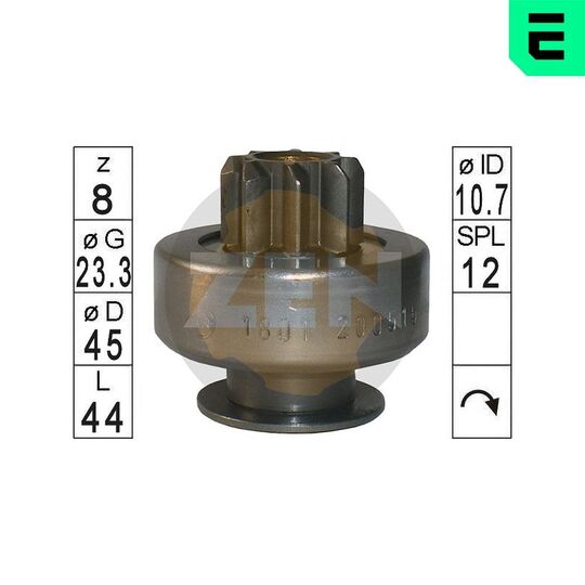 ZN1801 - Frihjulsväxel, startmotor 