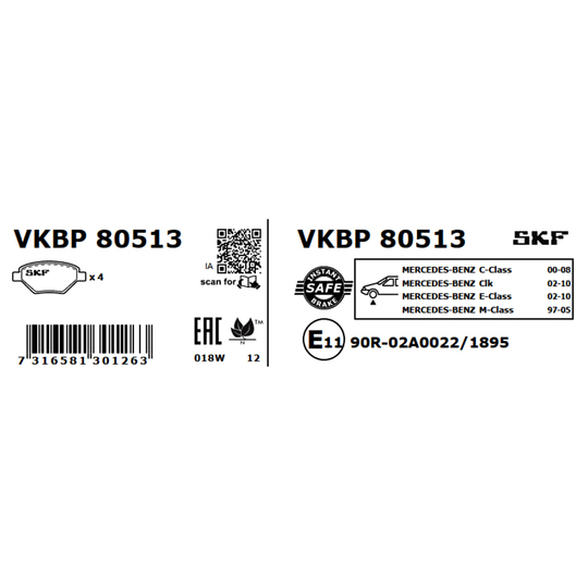 VKBP 80513 - Brake Pad Set, disc brake 