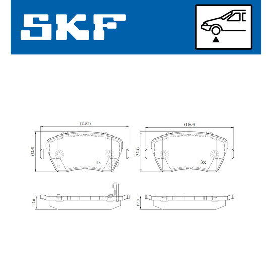 VKBP 80128 A - Piduriklotsi komplekt,ketaspidur 