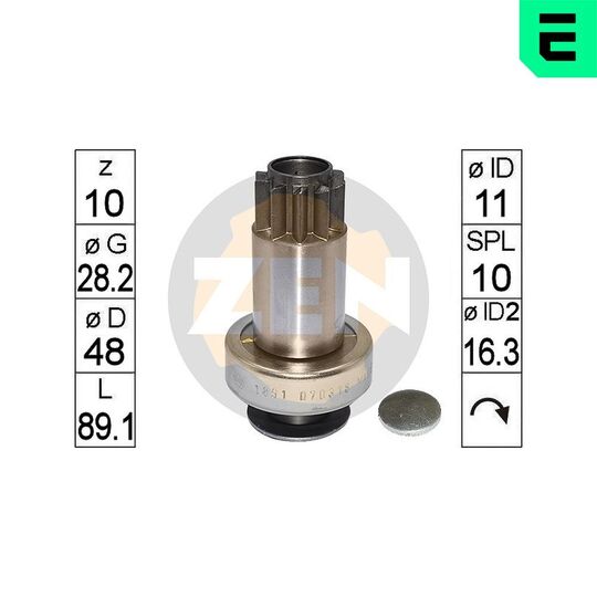 ZN1891 - Frihjulsväxel, startmotor 