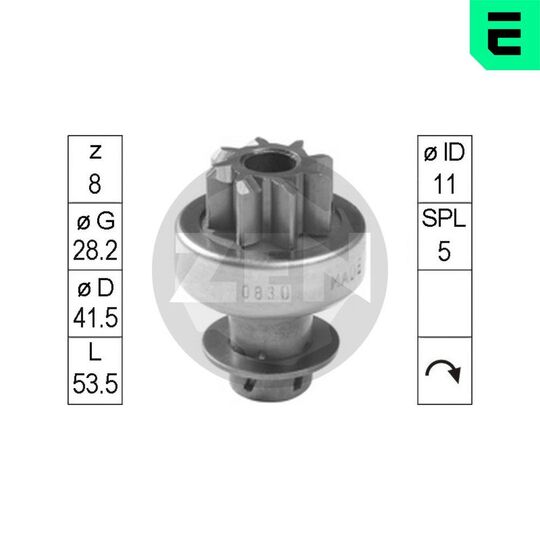 ZN0830 - Frihjulsväxel, startmotor 