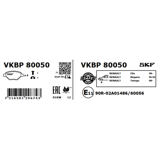 VKBP 80050 - Piduriklotsi komplekt,ketaspidur 