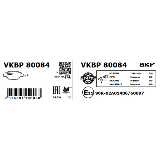 VKBP 80084 - Piduriklotsi komplekt,ketaspidur 