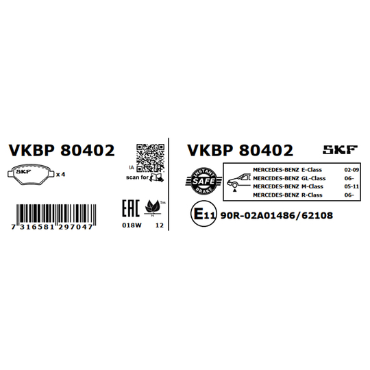 VKBP 80402 - Bromsbeläggssats, skivbroms 