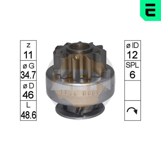 ZN1794 - Frihjulsväxel, startmotor 