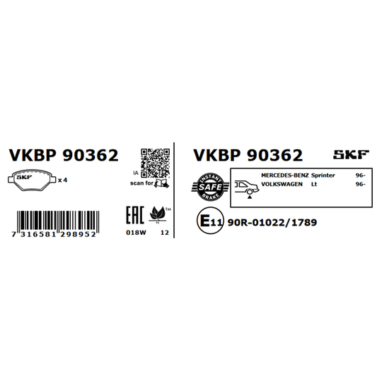 VKBP 90362 - Bromsbeläggssats, skivbroms 