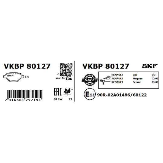 VKBP 80127 - Brake Pad Set, disc brake 