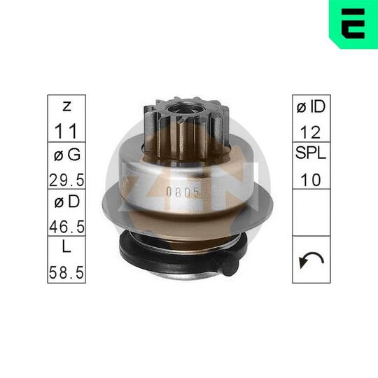 ZN0805 - Frihjulsväxel, startmotor 