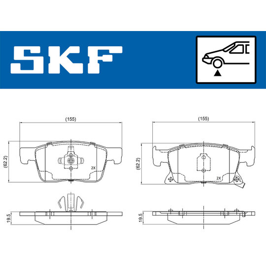 VKBP 80409 A - Piduriklotsi komplekt,ketaspidur 