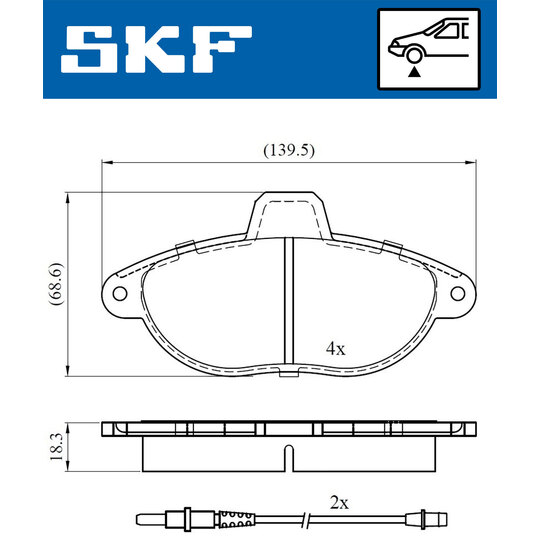 VKBP 80423 E - Piduriklotsi komplekt,ketaspidur 