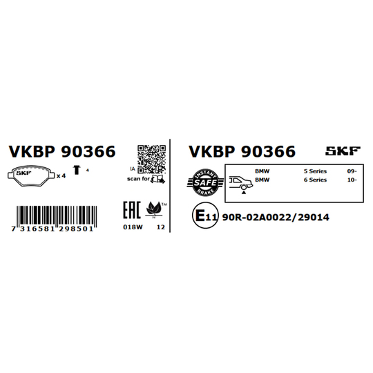 VKBP 90366 - Bromsbeläggssats, skivbroms 