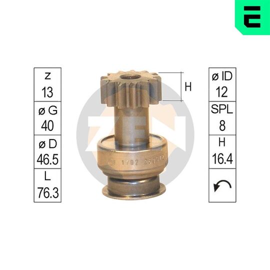 ZN1702 - Freewheel Gear, starter 