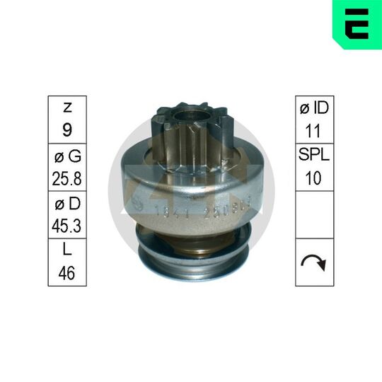 ZN1641 - Frihjulsväxel, startmotor 