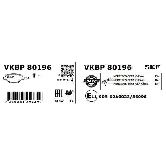 VKBP 80196 - Piduriklotsi komplekt,ketaspidur 