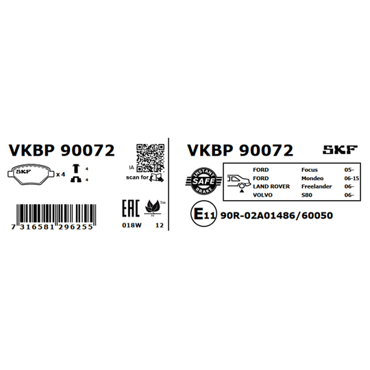 VKBP 90072 - Brake Pad Set, disc brake 