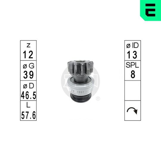 ZN1807 - Frihjulsväxel, startmotor 