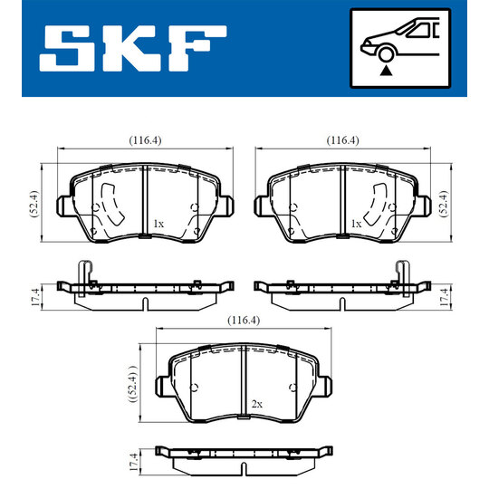 VKBP 80182 A - Piduriklotsi komplekt,ketaspidur 