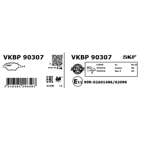 VKBP 90307 - Piduriklotsi komplekt,ketaspidur 