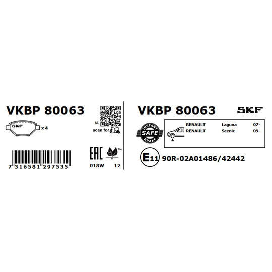 VKBP 80063 - Brake Pad Set, disc brake 