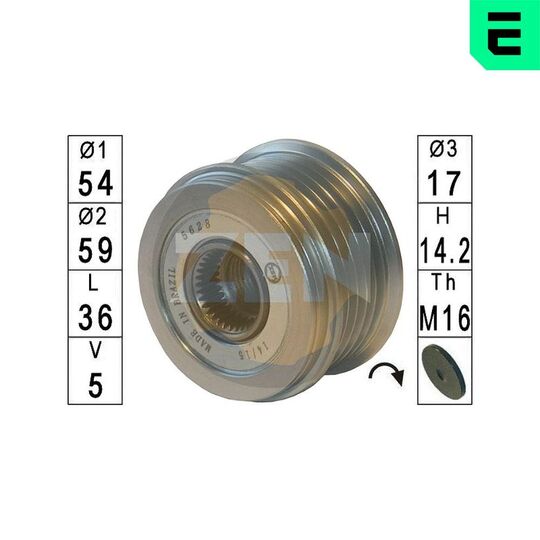 ZN5628 - Frihjulskoppling, generator 