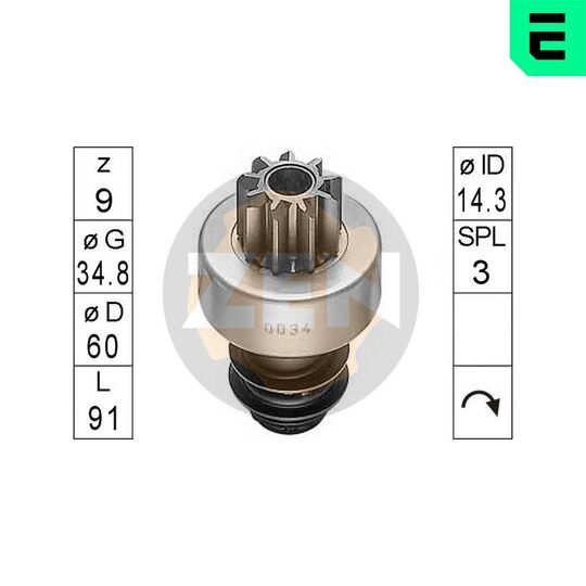 ZN0034 - Freewheel Gear, starter 