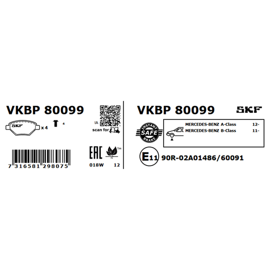 VKBP 80099 - Piduriklotsi komplekt,ketaspidur 