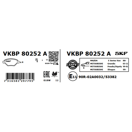 VKBP 80252 A - Brake Pad Set, disc brake 