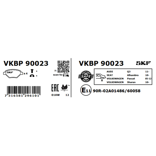 VKBP 90023 - Bromsbeläggssats, skivbroms 