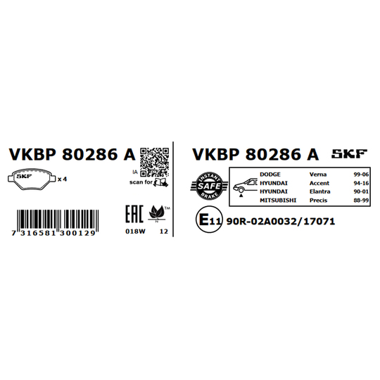 VKBP 80286 A - Piduriklotsi komplekt,ketaspidur 