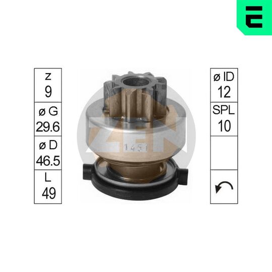 ZN1451 - Frihjulsväxel, startmotor 