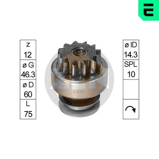 ZN0313 - Frihjulsväxel, startmotor 