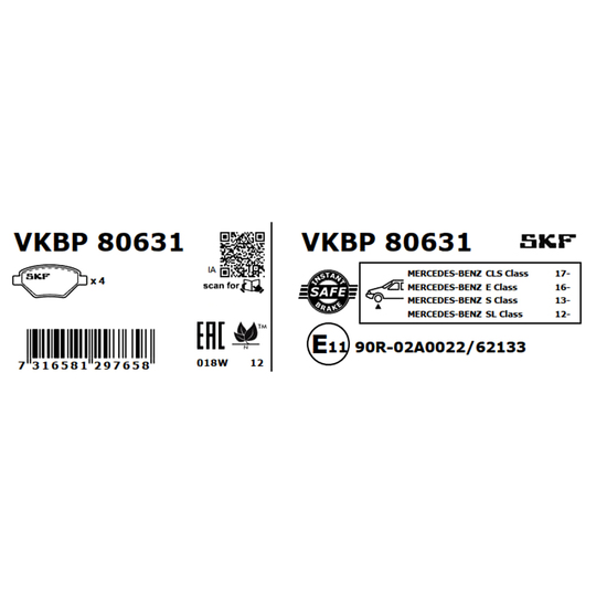 VKBP 80631 - Bromsbeläggssats, skivbroms 