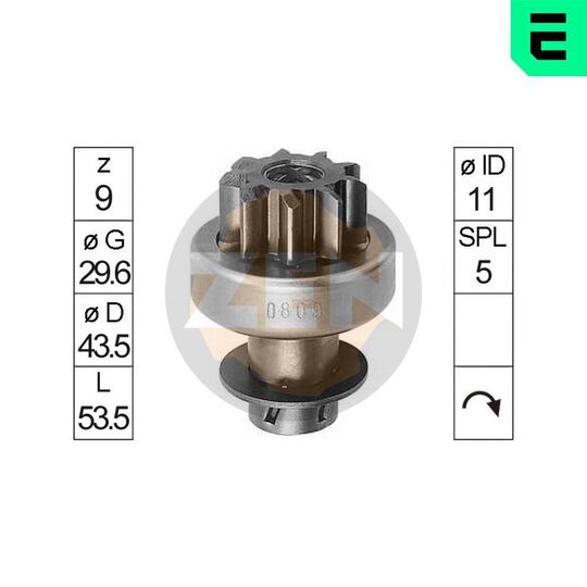 ZN0809 - Frihjulsväxel, startmotor 