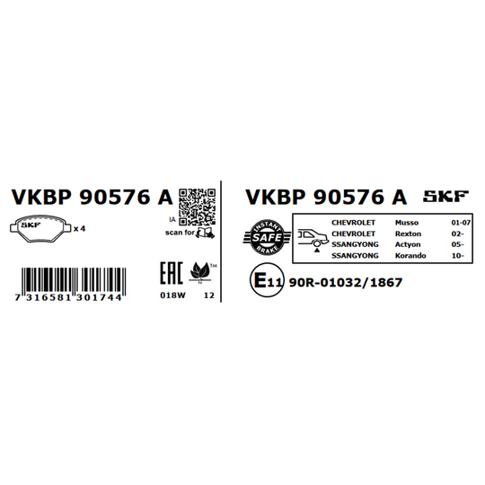 VKBP 90576 A - Brake Pad Set, disc brake 