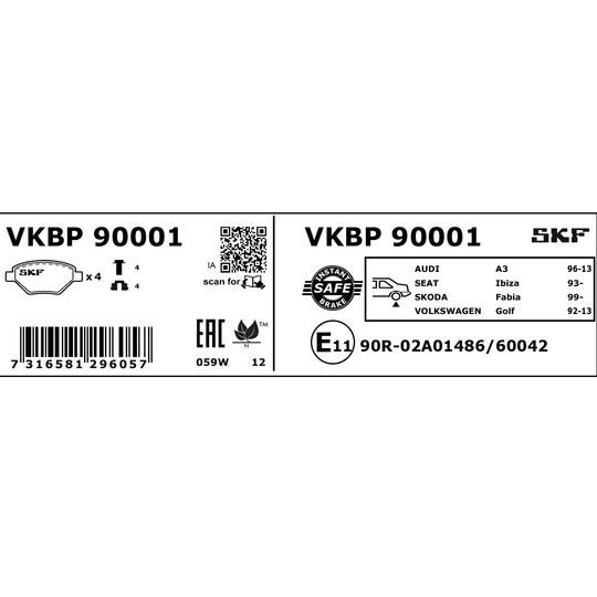 VKBP 90001 - Piduriklotsi komplekt,ketaspidur 