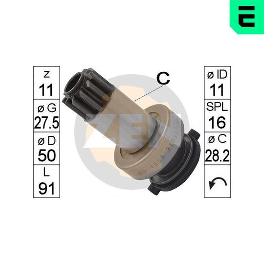 ZN1856 - Frihjulsväxel, startmotor 