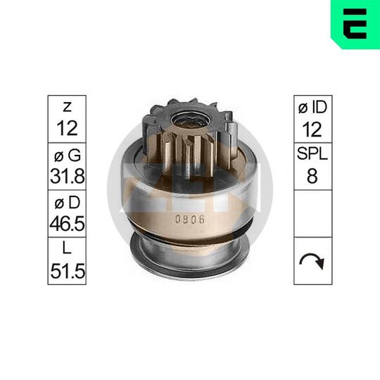 ZN0806 - Frihjulsväxel, startmotor 