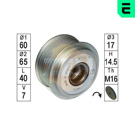 ZN5713 - Frihjulskoppling, generator 