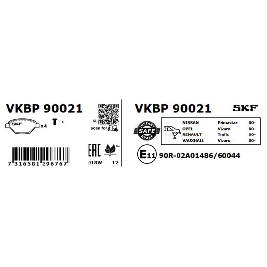 VKBP 90021 - Bromsbeläggssats, skivbroms 