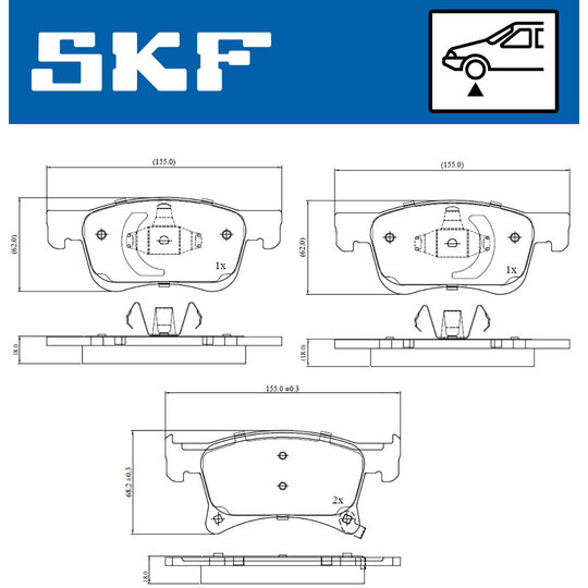 VKBP 80301 A - Piduriklotsi komplekt,ketaspidur 