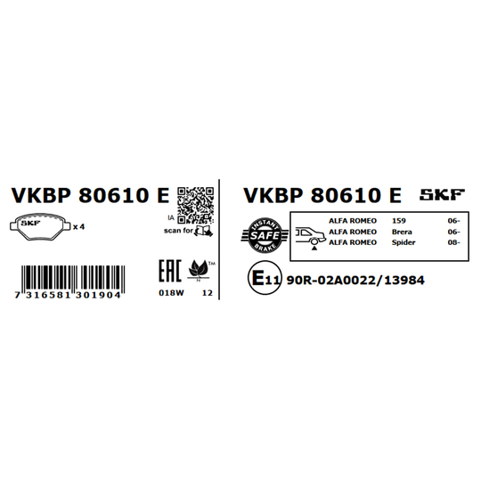 VKBP 80610 E - Brake Pad Set, disc brake 